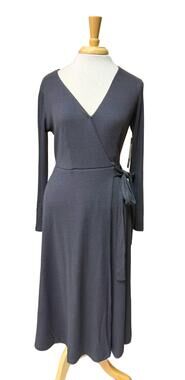 NEW AS U WISH women's v neck wrap knit dress in blue